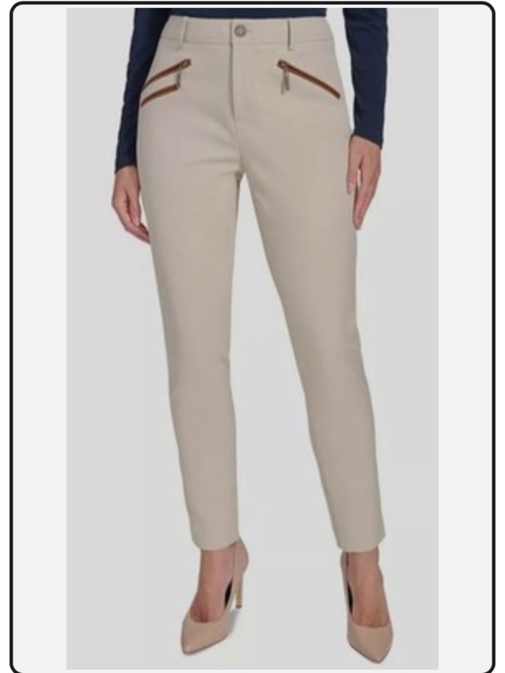 NWT Tommy Hilfiger slim fit high rise faux leather trim pants